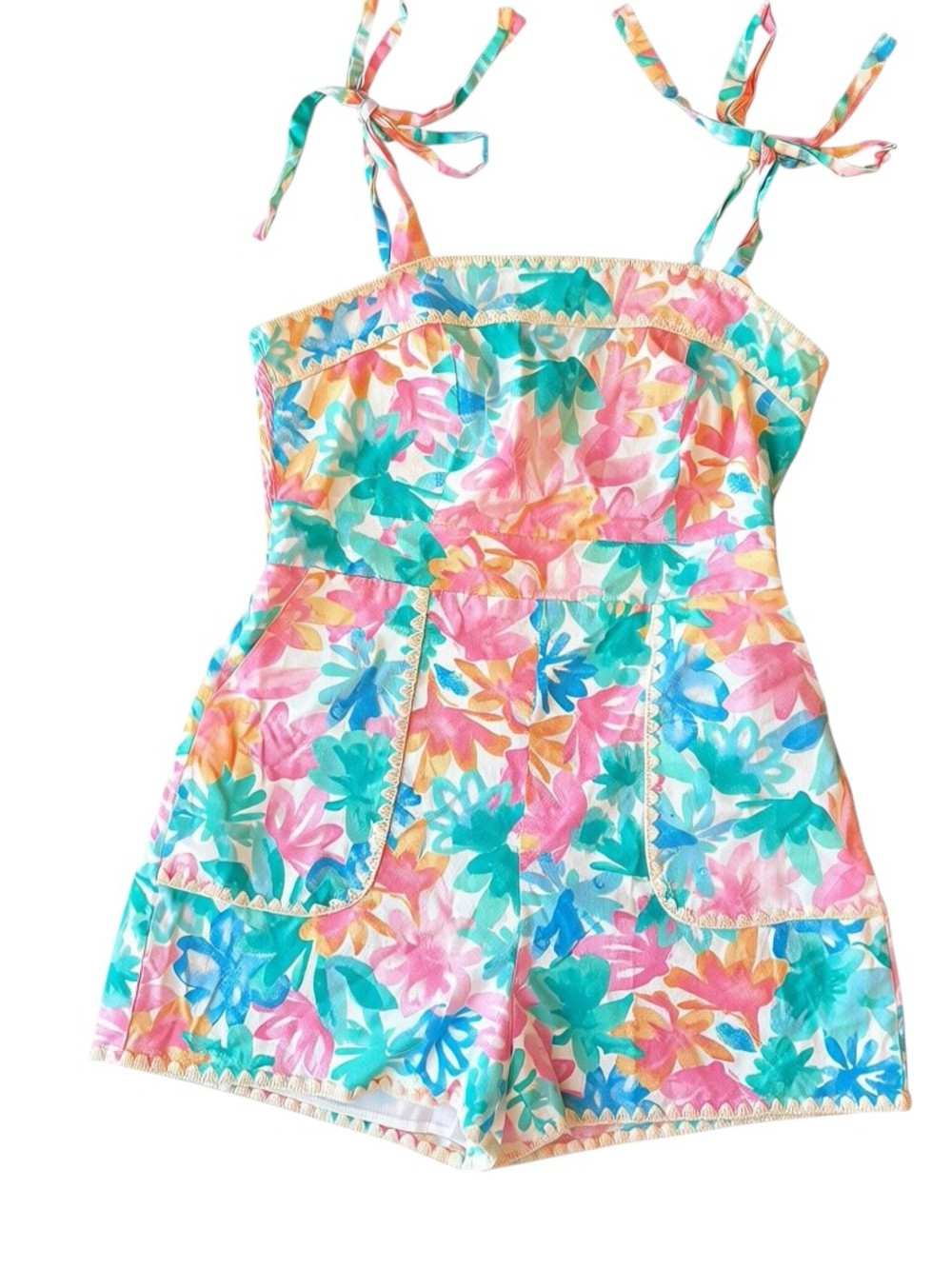 &merci Pastel Floral Smocked Romper L Cottagecore Coquette Prairie Soft Girl